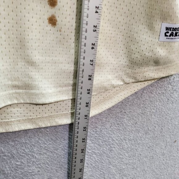 Wedding Cake‎ Men Shirt Large Beige Jersey Streetwear Logo Wake Bake READ - Picture 8 of 10